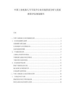 中國工業(yè)機(jī)器人節(jié)節(jié)高升行業(yè)市場供需分析與發(fā)展投資評(píng)估規(guī)劃報(bào)告