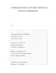 互聯(lián)網科技商業(yè)領域全方位研究解析當前狀況未來前景經濟布局戰(zhàn)略規(guī)劃研究