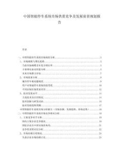 中國智能停車系統(tǒng)市場供需競爭及發(fā)展前景規(guī)劃報告