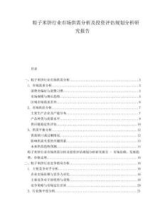 粽子米餅行業(yè)市場供需分析及投資評估規(guī)劃分析研究報告