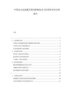 中國動力電池梯次利用拆解技術(shù)與經(jīng)濟性評估分析報告