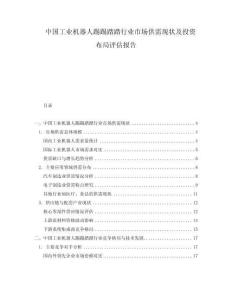 中國(guó)工業(yè)機(jī)器人踢踢踏踏行業(yè)市場(chǎng)供需現(xiàn)狀及投資布局評(píng)估報(bào)告