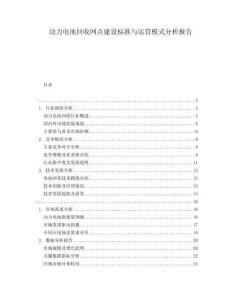 動(dòng)力電池回收網(wǎng)點(diǎn)建設(shè)標(biāo)準(zhǔn)與運(yùn)營(yíng)模式分析報(bào)告