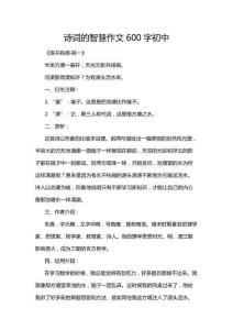 詩(shī)詞的智慧作文600字初中