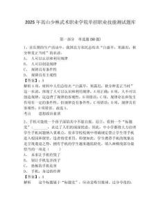 2025年嵩山少林武術(shù)職業(yè)學(xué)院單招職業(yè)技能測試題庫及答案詳解（有一套）