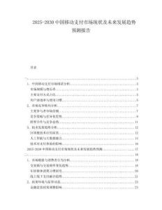 2025-2030中國移動(dòng)支付市場(chǎng)現(xiàn)狀及未來發(fā)展趨勢(shì)預(yù)測(cè)報(bào)告