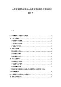 中國體育用品制造行業(yè)供需路透監(jiān)測及投資效期規(guī)劃報告