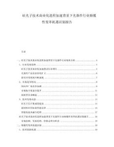 硅光子技術(shù)商業(yè)化進(jìn)程加速背景下光器件行業(yè)顛覆性變革機(jī)遇識(shí)別報(bào)告