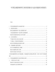 中國(guó)金屬新材料行業(yè)供需格局與技術(shù)創(chuàng)新分析報(bào)告