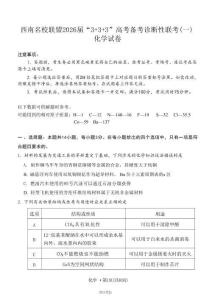 西南名校聯(lián)盟2026屆“3+3+3”高考備考診斷性聯(lián)考（一）化學試卷（含答案）