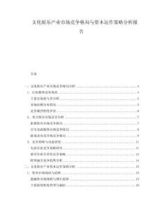 文化娛樂產(chǎn)業(yè)市場競爭格局與資本運作策略分析報告