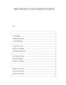 微軟計算機軟件行業(yè)競爭分析投資評估發(fā)展研究