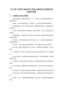 2025秋小學蘇少版美術六年級上冊知識點及期末測試卷及答案