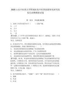 2025山東中醫(yī)藥大學附屬醫(yī)院中醫(yī)藥創(chuàng)新轉(zhuǎn)化研究院院長招聘模擬試卷及答案詳解（精選題）
