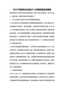 2025年度民主生活會個人對照檢查發言提綱