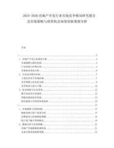 2025-2030房地產(chǎn)開(kāi)發(fā)行業(yè)市場(chǎng)競(jìng)爭(zhēng)格局研究報(bào)告及市場(chǎng)策略與投資機(jī)會(huì)深度創(chuàng)新觀察分析