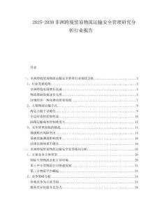 2025-2030非洲跨境貿(mào)易物流運(yùn)輸安全管理研究分析行業(yè)報(bào)告