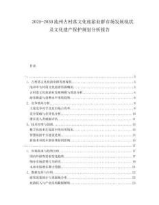2025-2030池州古村落文化旅游業(yè)群市場發(fā)展現(xiàn)狀及文化遺產(chǎn)保護(hù)規(guī)劃分析報(bào)告