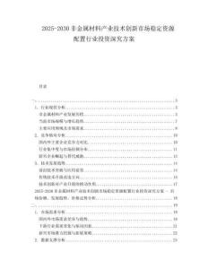 2025-2030非金屬材料產(chǎn)業(yè)技術(shù)創(chuàng)新市場穩(wěn)定資源配置行業(yè)投資深究方案