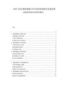2025-2030攝影攝像行業(yè)市場深度調(diào)研及發(fā)展趨勢與投資價(jià)值評估研究報(bào)告