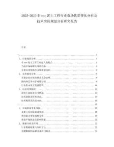 2025-2030非soo泥土工程行業(yè)市場供需變化分析及技術(shù)應用規(guī)劃分析研究報告