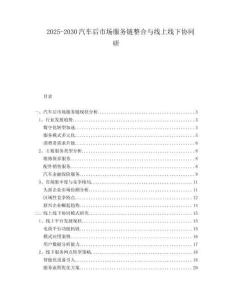 2025-2030汽車(chē)后市場(chǎng)服務(wù)鏈整合與線上線下協(xié)同研