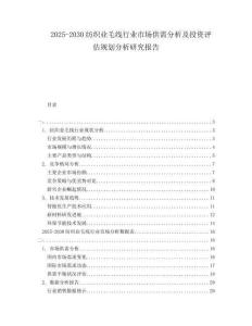 2025-2030紡織業(yè)毛線行業(yè)市場(chǎng)供需分析及投資評(píng)估規(guī)劃分析研究報(bào)告