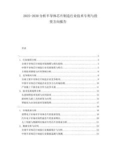 2025-2030分析半導(dǎo)體芯片制造行業(yè)技術(shù)專利與投資方向報告