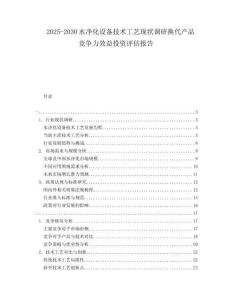 2025-2030水凈化設備技術工藝現(xiàn)狀調(diào)研換代產(chǎn)品競爭力效益投資評估報告