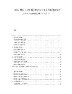 2025-2030工業(yè)級(jí)激光切割行業(yè)市場(chǎng)現(xiàn)狀供需分析及投資評(píng)估規(guī)劃分析研究報(bào)告