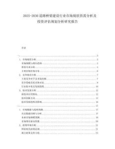 2025-2030道路橋梁建設行業(yè)市場現(xiàn)狀供需分析及投資評估規(guī)劃分析研究報告