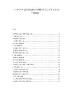 2025-2030法律咨詢(xún)行業(yè)市場(chǎng)供需權(quán)益分析及知識(shí)產(chǎn)權(quán)投資