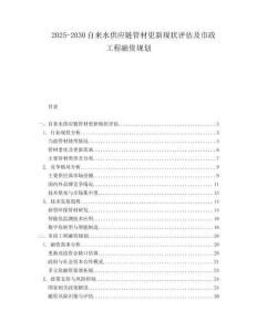 2025-2030自來(lái)水供應(yīng)鏈管材更新現(xiàn)狀評(píng)估及市政工程融資規(guī)劃