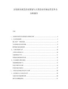 文化娛樂演藝活動策劃與大型活動市場運營競爭力分析報告
