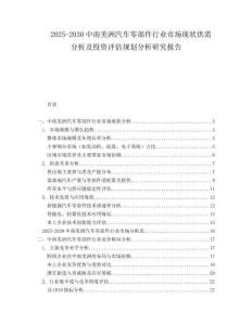 2025-2030中南美洲汽車零部件行業(yè)市場現(xiàn)狀供需分析及投資評估規(guī)劃分析研究報告