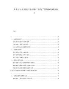 文化活動策劃項目品牌推廣參與了策劃執(zhí)行研究報告