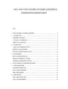 2025-2030中國文化傳媒行業(yè)市場潛力深度調(diào)研及發(fā)展趨勢和前景規(guī)劃研究報告