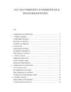 2025-2030中國融資租賃行業(yè)市場(chǎng)現(xiàn)狀供需分析及投資評(píng)估規(guī)劃分析研究報(bào)告