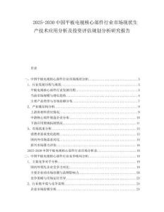 2025-2030中國平板電視核心部件行業(yè)市場現(xiàn)狀生產(chǎn)技術(shù)應(yīng)用分析及投資評估規(guī)劃分析研究報告