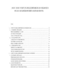2025-2030中國(guó)汽車清洗及精飾服務(wù)業(yè)市場(chǎng)深度分析及行業(yè)發(fā)展趨勢(shì)預(yù)測(cè)與投資前景研究
