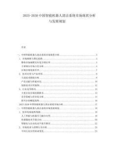 2025-2030中國智能機器人清潔系統(tǒng)市場現(xiàn)狀分析與發(fā)展規(guī)劃