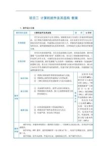 計算機組裝與維護 教案   項目二 計算機組件及其選購 教案