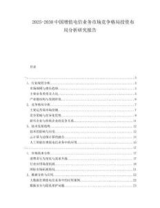 2025-2030中國增值電信業(yè)務(wù)市場競爭格局投資布局分析研究報(bào)告