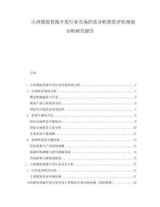 山西煤炭資源開發(fā)行業(yè)市場供需分析投資評估規(guī)劃分析研究報告