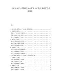 2025-2030中國鋼鐵行業(yè)智能生產(chǎn)技術(shù)能耗優(yōu)化市場效果