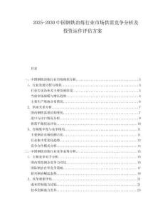 2025-2030中國鋼鐵冶煉行業(yè)市場供需競爭分析及投資運(yùn)作評估方案