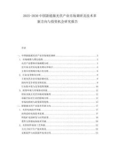 2025-2030中國(guó)新能源光伏產(chǎn)業(yè)市場(chǎng)調(diào)研及技術(shù)革新方向與投資機(jī)會(huì)研究報(bào)告