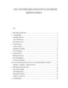 2025-2030智能交通行業(yè)技術(shù)應(yīng)用與行業(yè)市場發(fā)展趨勢研究分析報告