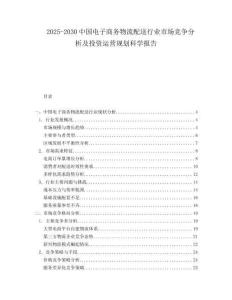 2025-2030中國電子商務(wù)物流配送行業(yè)市場競爭分析及投資運(yùn)營規(guī)劃科學(xué)報告