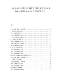 2025-2030中國電視廣播行業(yè)市場全面研究及未來趨勢與視聽娛樂行業(yè)發(fā)展趨勢研究報(bào)告
